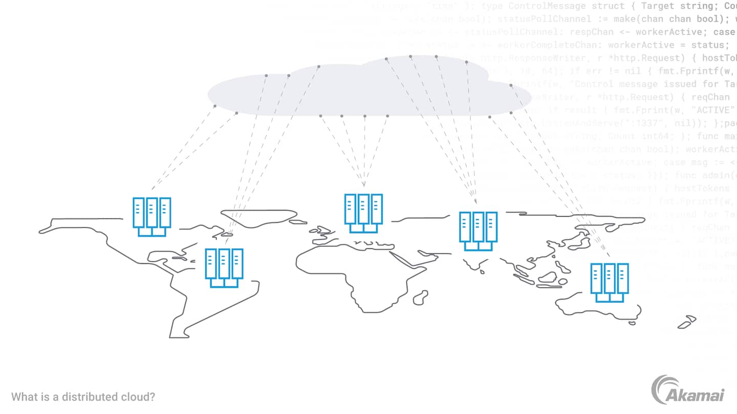 Diagramm eines global verteilten Cloudnetzwerks.