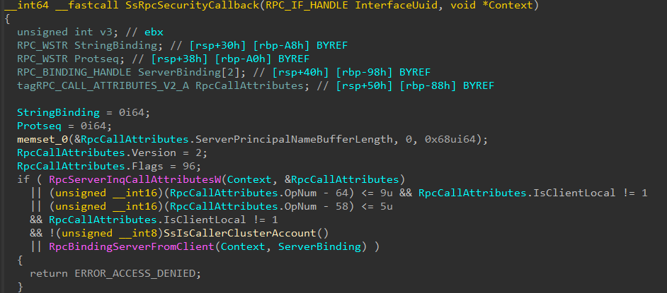 srvsvc's security callback logic