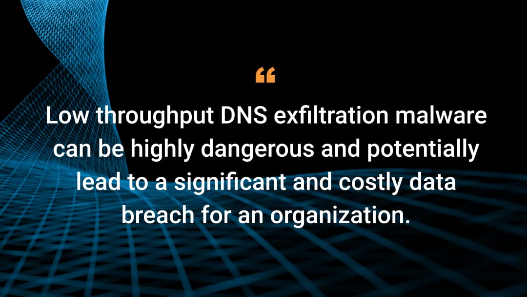 „DNS-Exfiltration-Malware mit geringem Durchsatz ist sehr gefährlich und kann potenziell umfassende und kostspielige Datenschutzverletzungen nach sich ziehen.“