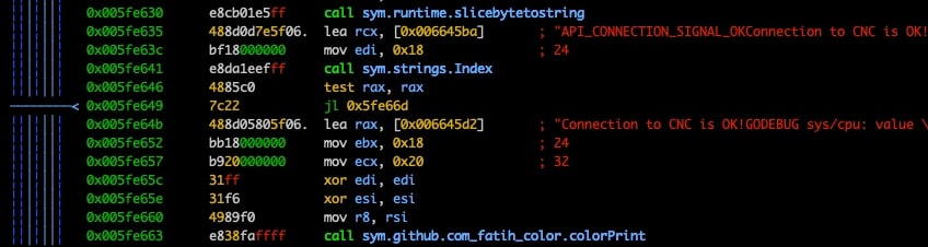 Further analysis of the malware uncovered references to the C2 communications, which provided additional hints that HinataBot was part of a DDoS-oriented botnet-building campaign (Figure 15). 