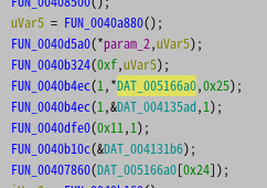 Er entdeckte, dass die Malware diese Zeichenfolge entschlüsselte und auf der Konsole anzeigte, wobei die Zeichenfolge im Datensegment der Binärdatei gespeichert war (Abbildung 8).