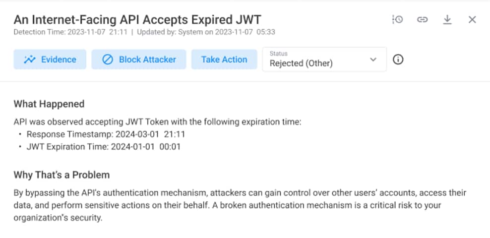 Enhanced expired authentication token findings