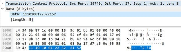 The malware sends a machine architecture string and receives an encoded IP address