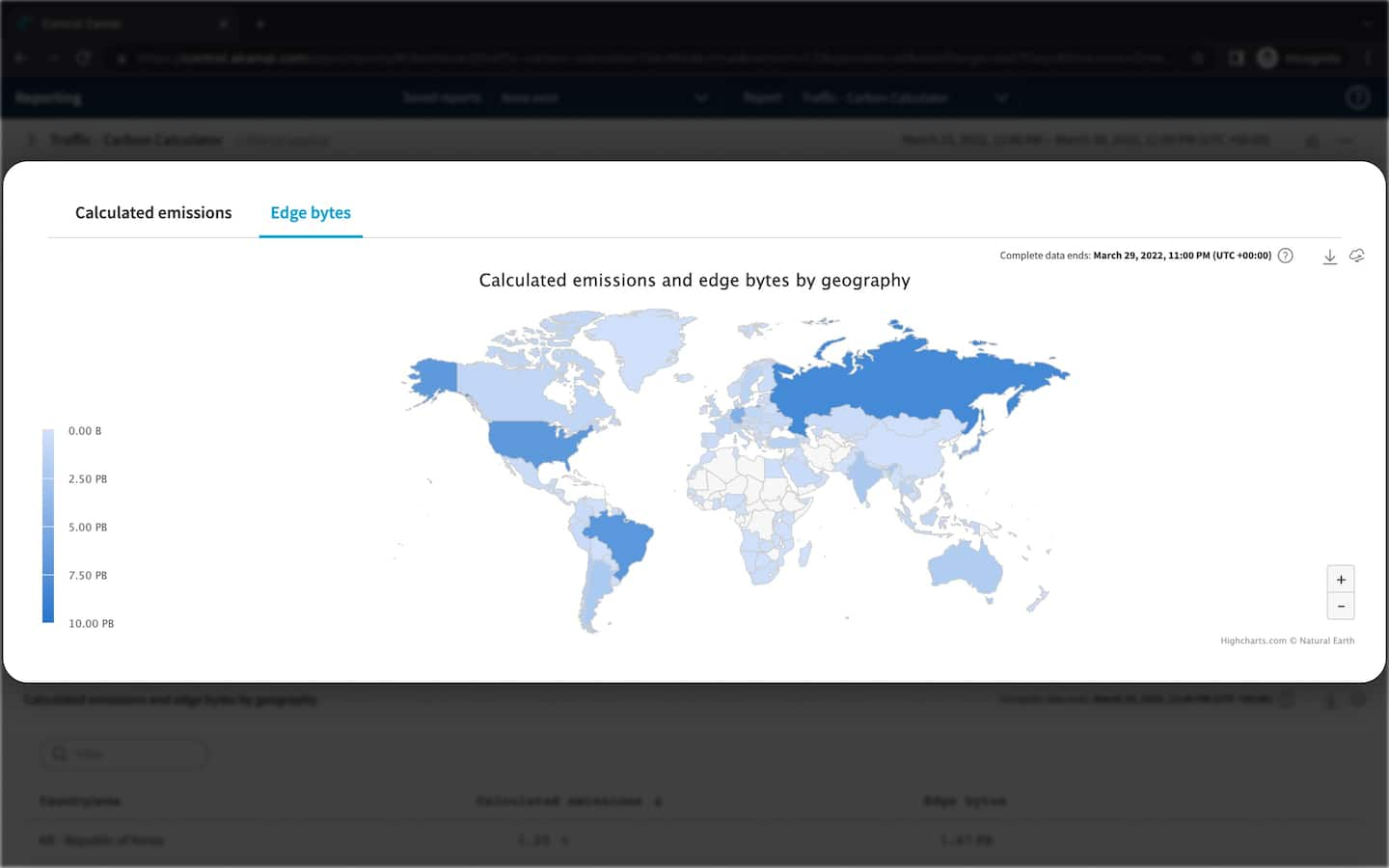 Fig. 3: Visualization of edge bytes by country/area from where traffic is served