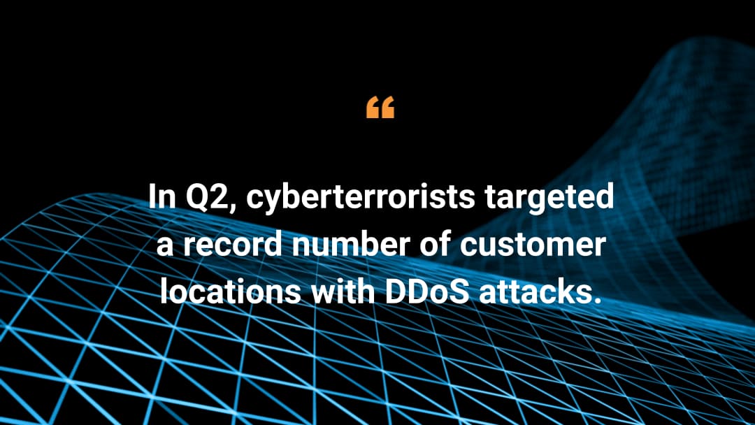 In Q2, cyberterrorists targeted a record number of customer locations with DDoS attacks.