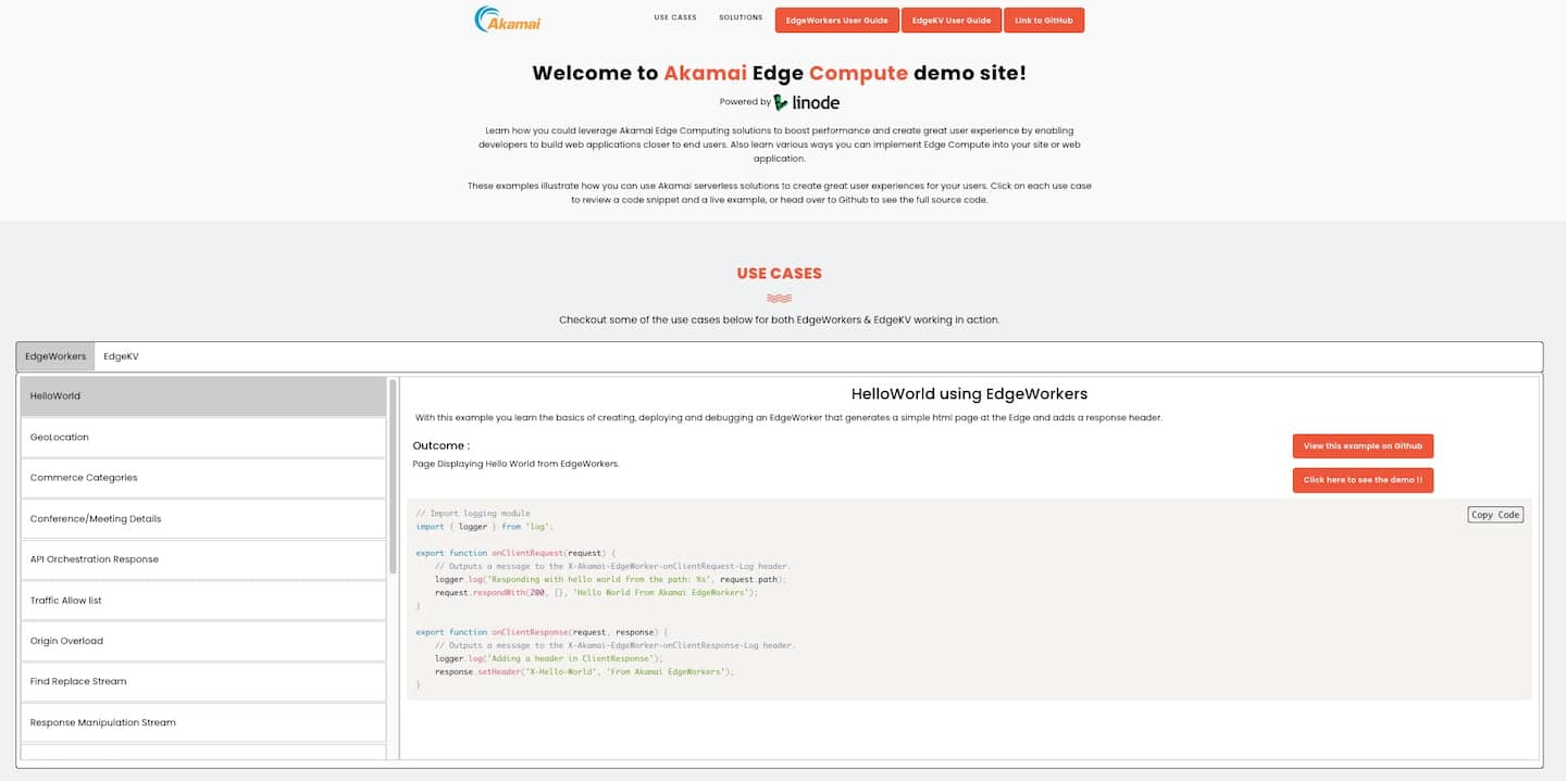 Akamai Edge Compute demo site