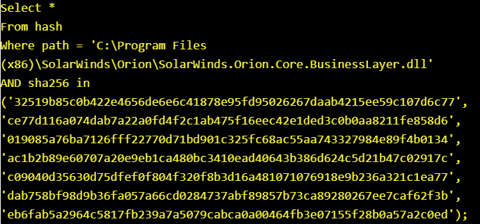 Identify the vulnerable SolarWinds assets through this query. 