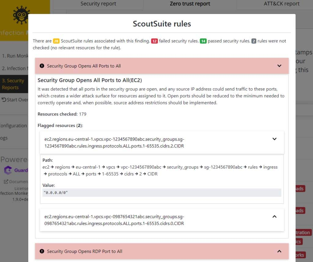 Rule dropdowns organized by status