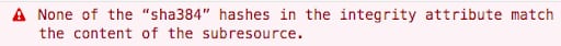 Fig. 12: SRI hash validation error message
