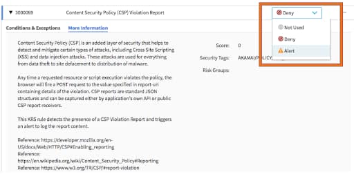 Fig. 20: New rule for CSP report alerting