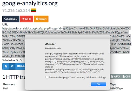 Fig. 3: Urlscan.io analysis page