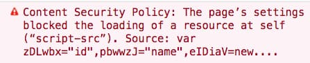 Fig. 4: CSP nonce violation message in Firefox
