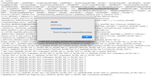 Fig. 9: Obfuscated JavaScript skimmer code