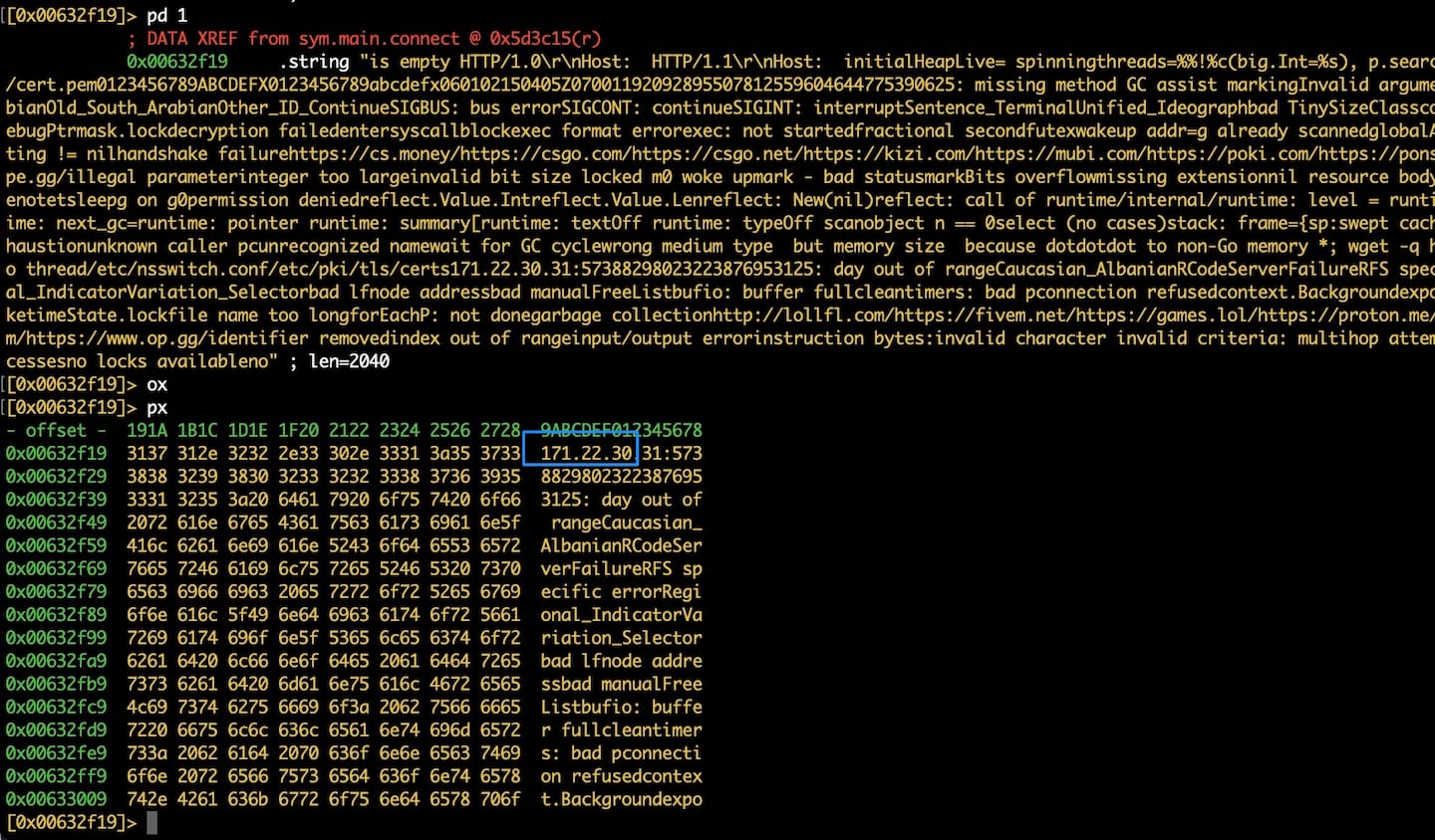 Fig. 3: String location of the C2 server