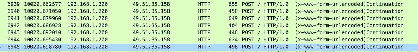 Fig. 7: Attack POST requests