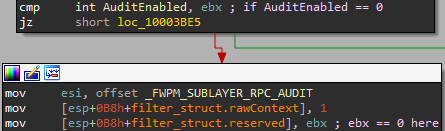 netsh code logic for adding filter auditing