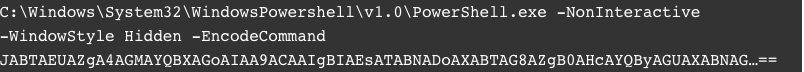 The long command line was a base-64 encoded Powershell script