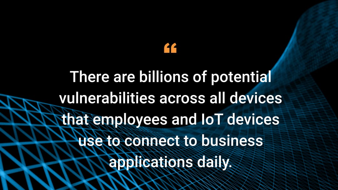 There are billions of potential vulnerabilities across all devices that employees and IoT devices use to connect to business applications daily.