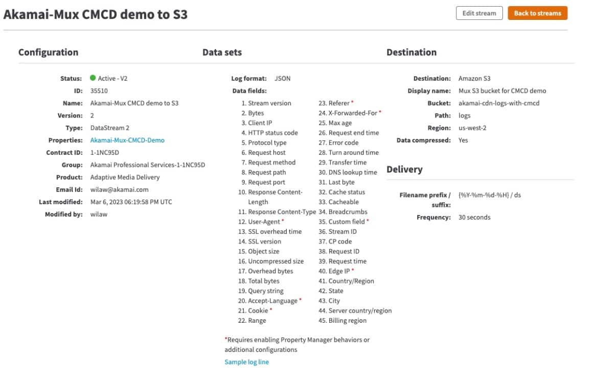 Akamai-Mux CMCD demo to S3