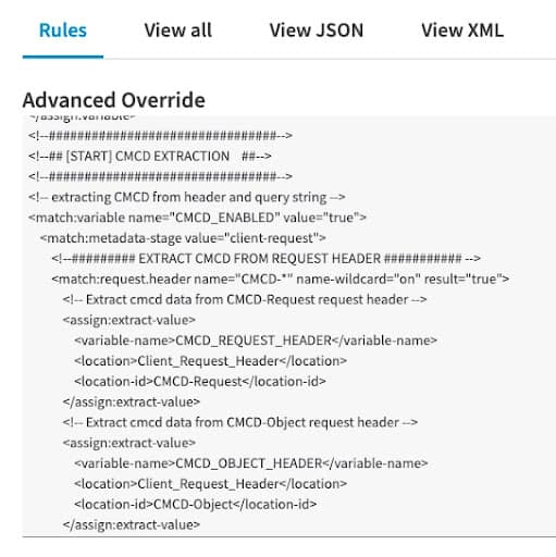 Advanced Metadata, which captured the incoming CMCD data on both headers and query args and wrote it to the custom log field. 