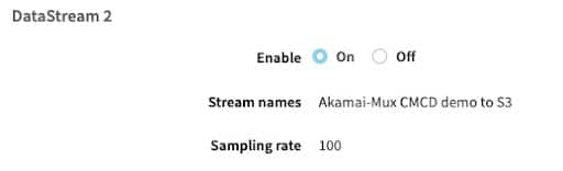 We then activated DataStream for this property, linked it to the configured stream, and set the CDN to deliver 100% of the loglines to the target destination. 