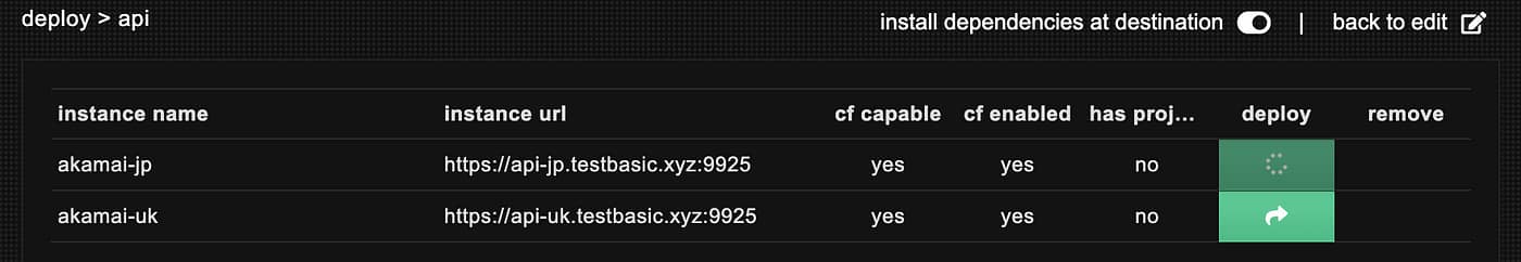 A screenshot of the deployment screen to cluster instances together and deploy at once.