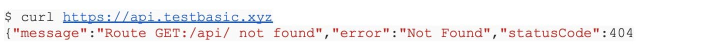 Code snippet of an expected Not Found error after deploying changes to production.