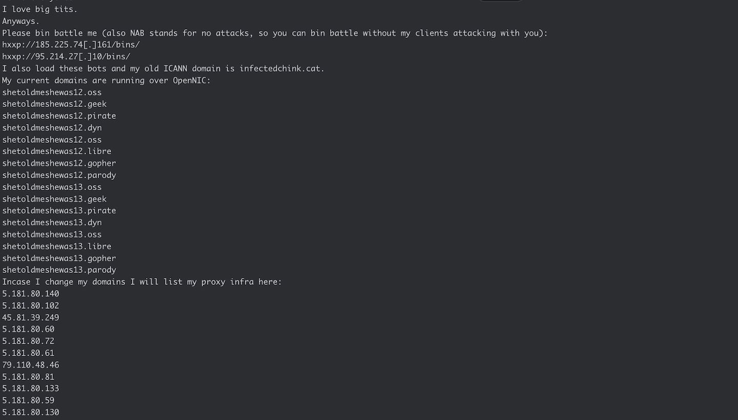 They also listed IP addresses they called their “proxy infra,” which align with the resolutions seen previously for some of the C2 domains and the CIDR block we have been tracking (Figure 6).