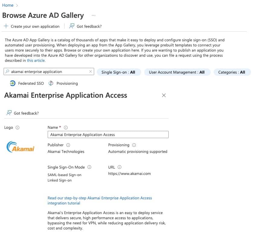 Akamai Enterprise Application Access certified with Azure AD for single sign-on and user provisioning