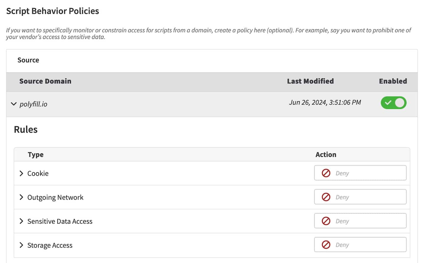 Script Behavior Policies