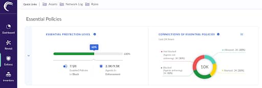 Essential Policies screen in the Akamai Guardicore Platform