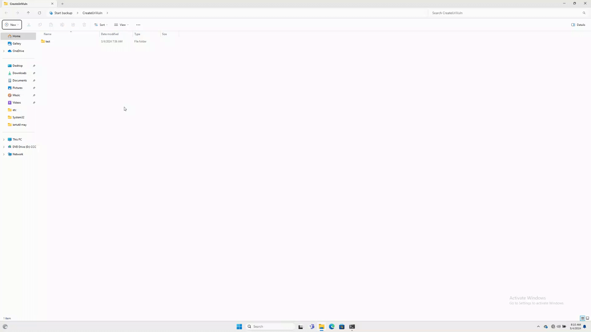  We created a shortcut (.lnk file) pointing to the vulnerable path. Once the victim views the directory in which the shortcut file resides, the vulnerability is triggered in Explorer, which leads to an immediate crash (Figure 2).