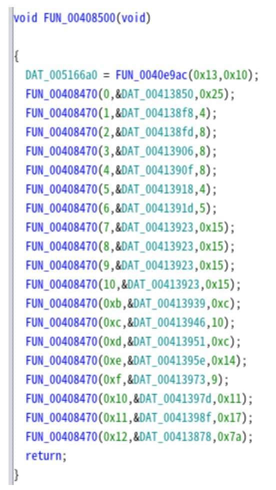 After initializing, the next function is used to process the encrypted string from the second argument and store it in memory (Figure 9). 