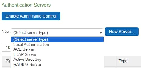 Ivanti authentication server options, including LDAP and Active Directory servers