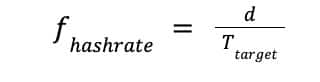 Many coins define their own difficulty calculation, but the result is similar since it should restrain the network hashrate (fhashrate[hashs]). This means if we take the difficulty and divide it by the target time we can get the hashrate of the network.