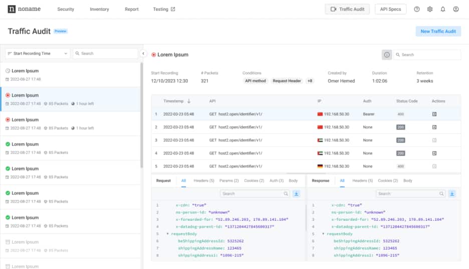 Sample Traffic Audit result