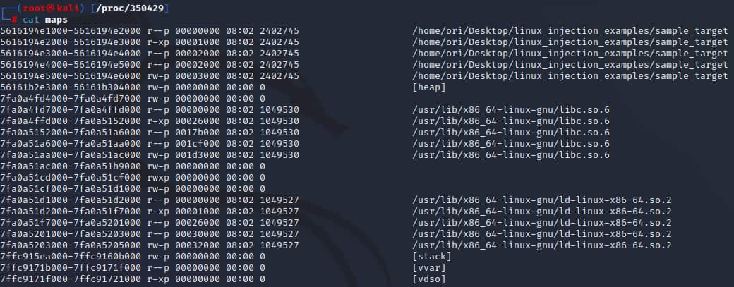 The maps file is another interesting file that can be found in the process directory (Figure 4). 