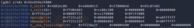 If we inspect the same address in memory using GDB, we will note that the contents are identical (Figure 3).