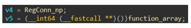 We just need to figure out why there are two conflicting calls. Looking at the function logic, we can see that it has a function pointer variable and an array of functions (Figure 6).