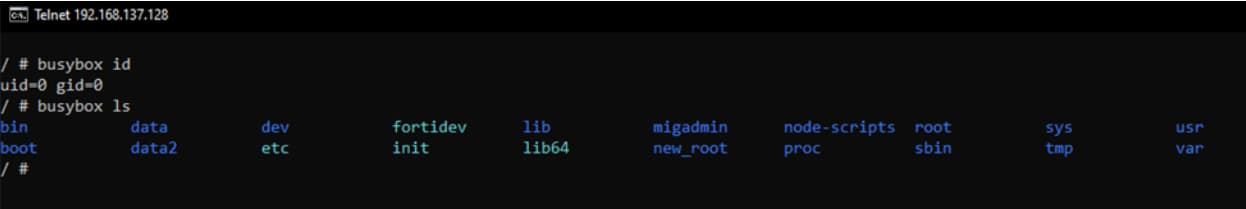 Figure 5 shows that  we connected to the newly created telnet server.