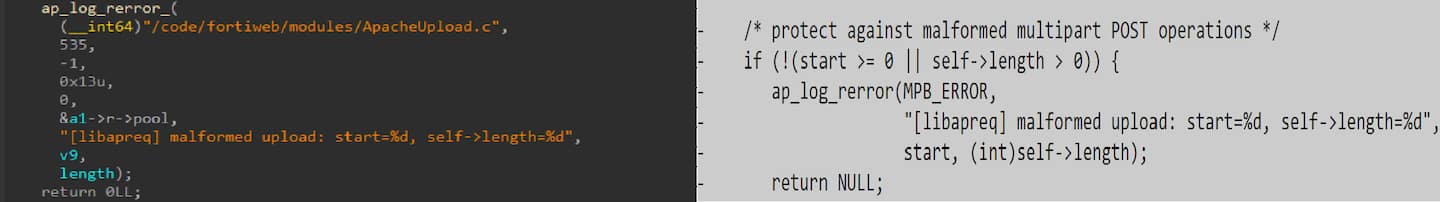 The first thing we needed to do was find the library version. After some back-and-forth, we managed to narrow the version by finding a string that is present in the binary and a specific commit, but is removed one commit later (Figure 15).