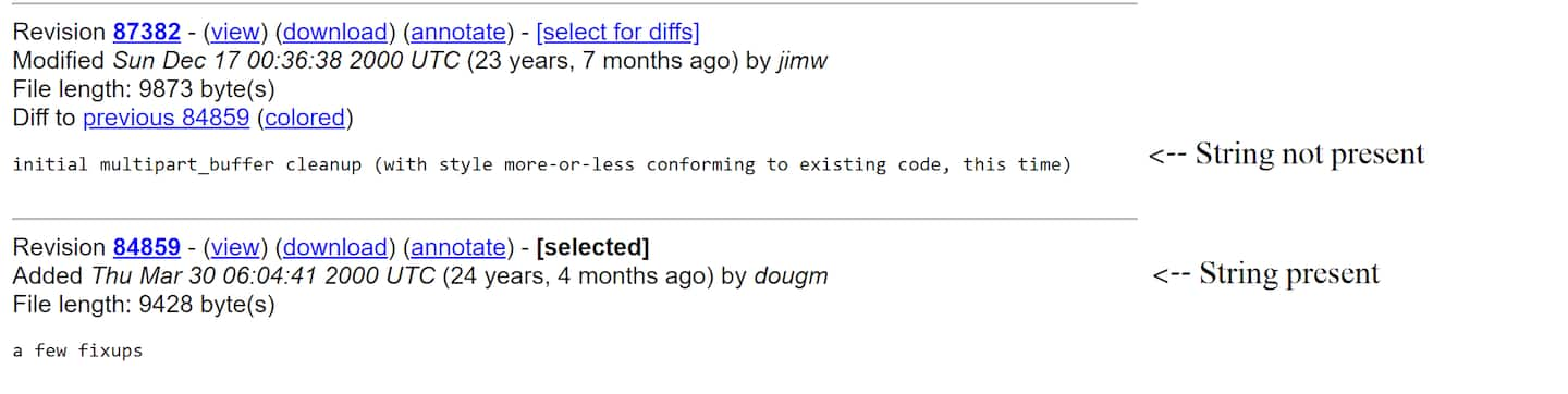 The surprising part is that the library present in the binary is the oldest available version from March 2000 (Figure 16).