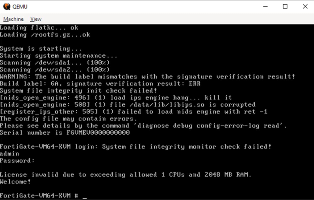 We finally run the VM, attach GDB, and add a breakpoint to overwrite the integrity check, and we are welcomed with the CLI. (Figure 3).