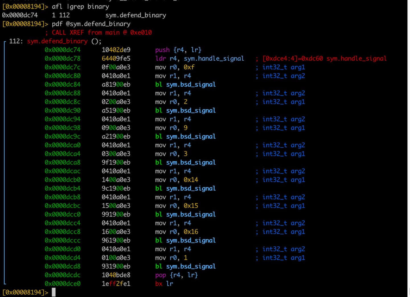 Figure 1 shows that when any of these signals are sent to the running malware sample, the malware catches it.