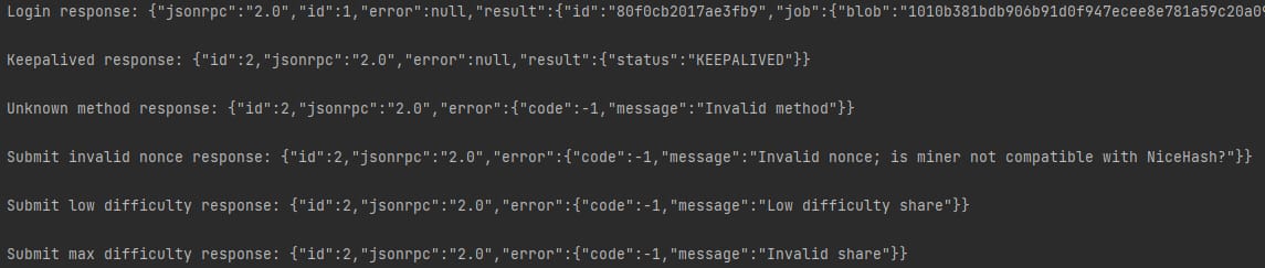 When an invalid method is requested, the XMRig-proxy will answer with an error (Figure 12). 