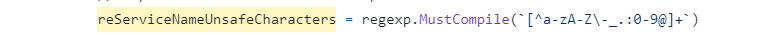 Service name validation using regex